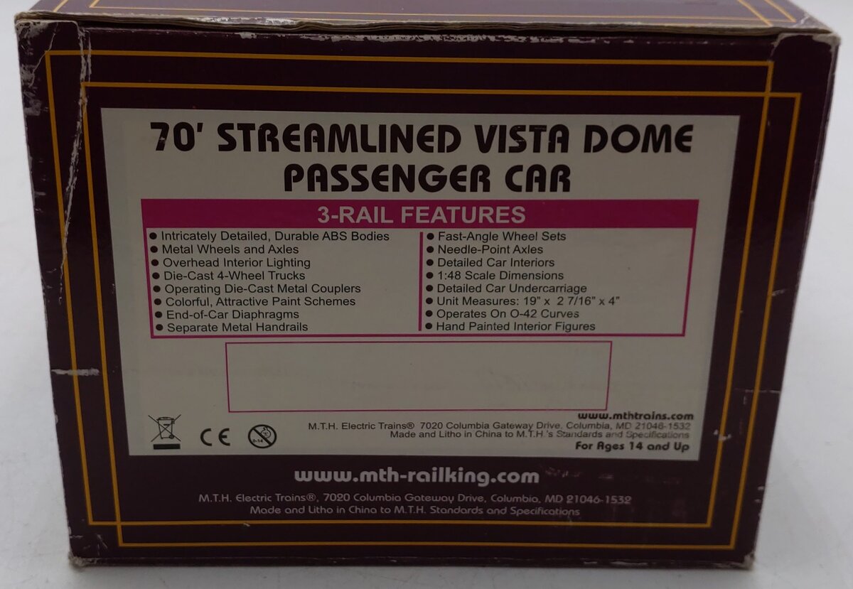 MTH 20-68151 Amtrak 70' RPO Passenger Car (Ribbed) EX/Box