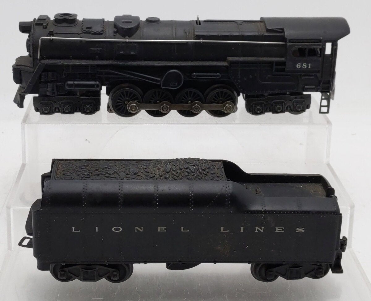 Lionel 681 Vintage O 6-8-6 Diecast S2 Steam Turbine Loco w/2046W-50 Tender VG