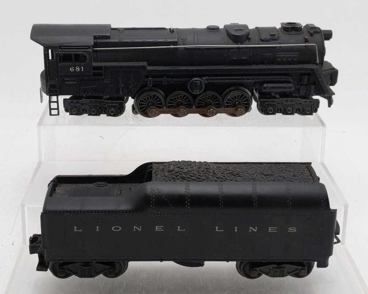 Lionel 681 Vintage O 6-8-6 Diecast S2 Steam Turbine Loco w/2046W-50 Tender VG