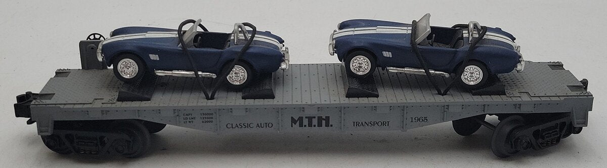 MTH 30-7660 O Gauge MTH Auto Transport Flatcar with Ertl '65 Shelby Cobra's EX/Box