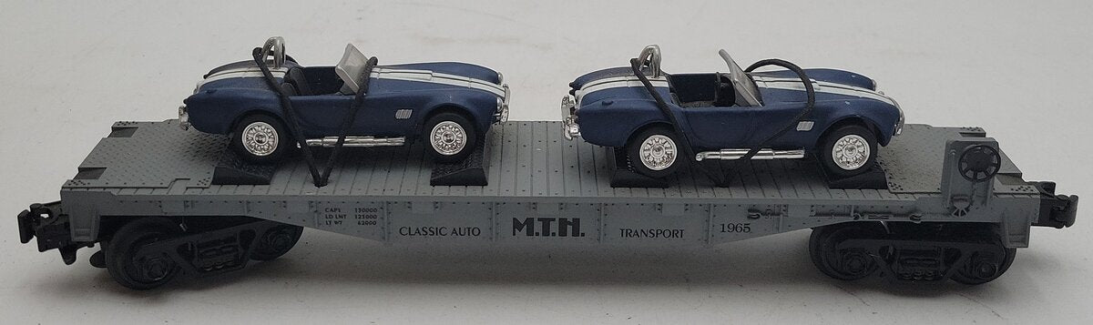 MTH 30-7660 O Gauge MTH Auto Transport Flatcar with Ertl '65 Shelby Cobra's EX/Box