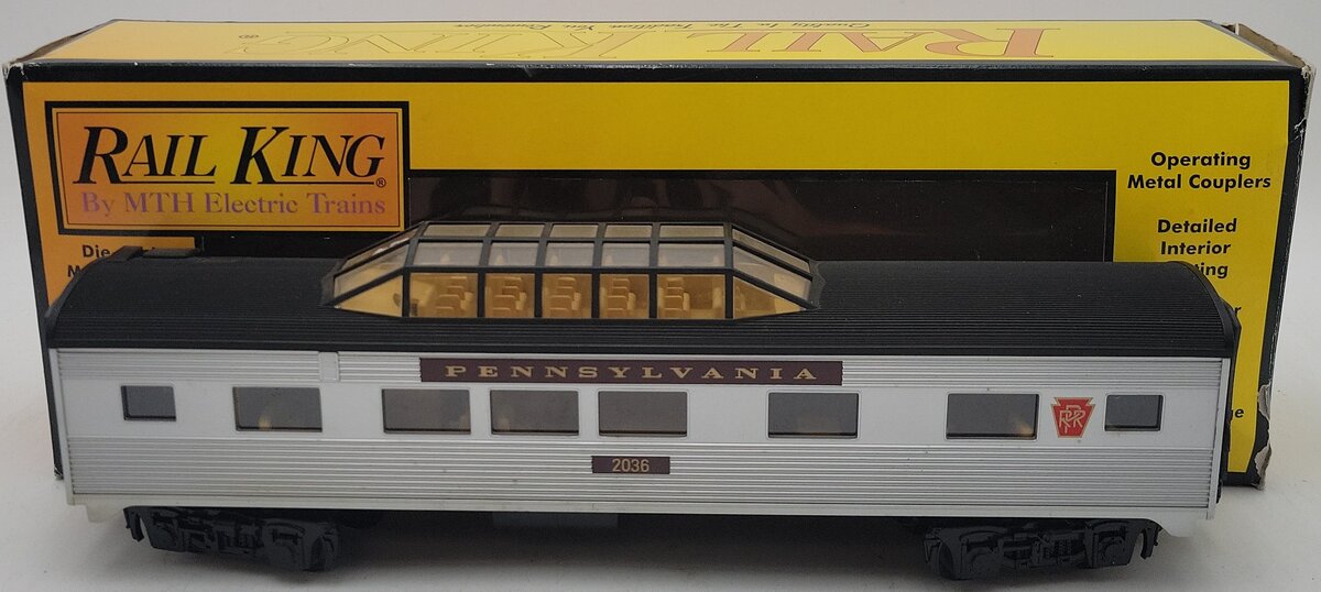 MTH 30-6070S O Pennsylvania Streamlined Vista Dome Car #2036 EX/Box