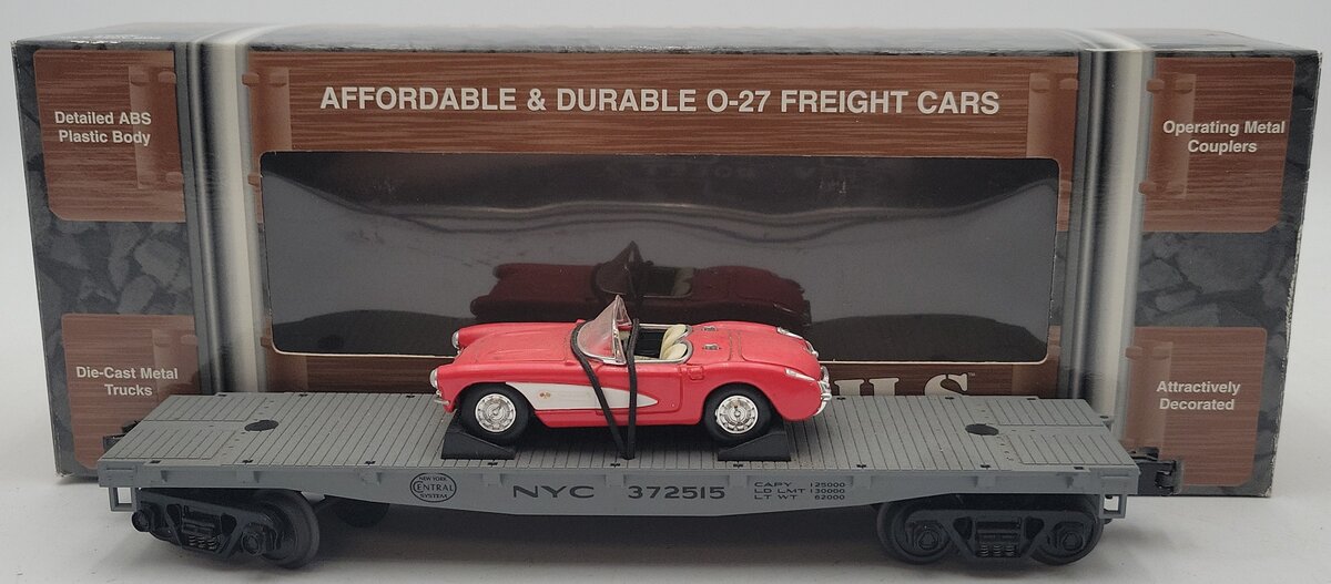 MTH 33-7601 O Gauge New York Central Flatcar w/1957 Die-Cast Corvette #372515 EX/Box