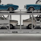 MTH 30-7666 O Gauge Auto Carrier w Two 1967 Camaros & Two 1967 Shelby Mustangs EX/Box