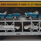MTH 30-7666 O Gauge Auto Carrier w Two 1967 Camaros & Two 1967 Shelby Mustangs EX/Box
