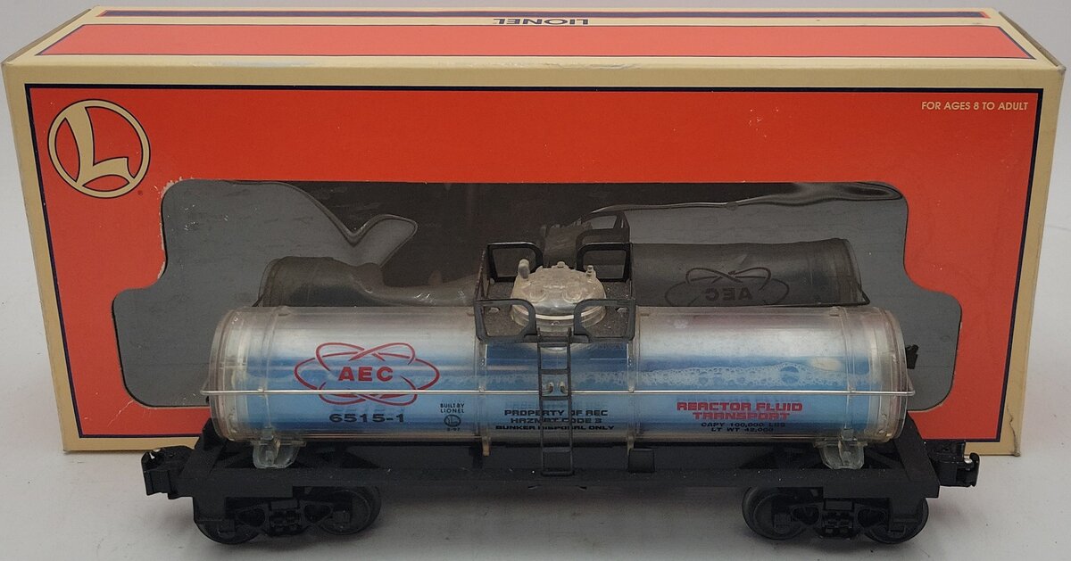 Lionel 6-16153 O Gauge AEC Reactor Fluid Tank Car #6515-1 (Blue) EX/Box