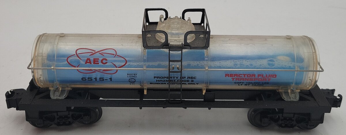 Lionel 6-16153 O Gauge AEC Reactor Fluid Tank Car #6515-1 (Blue) EX/Box