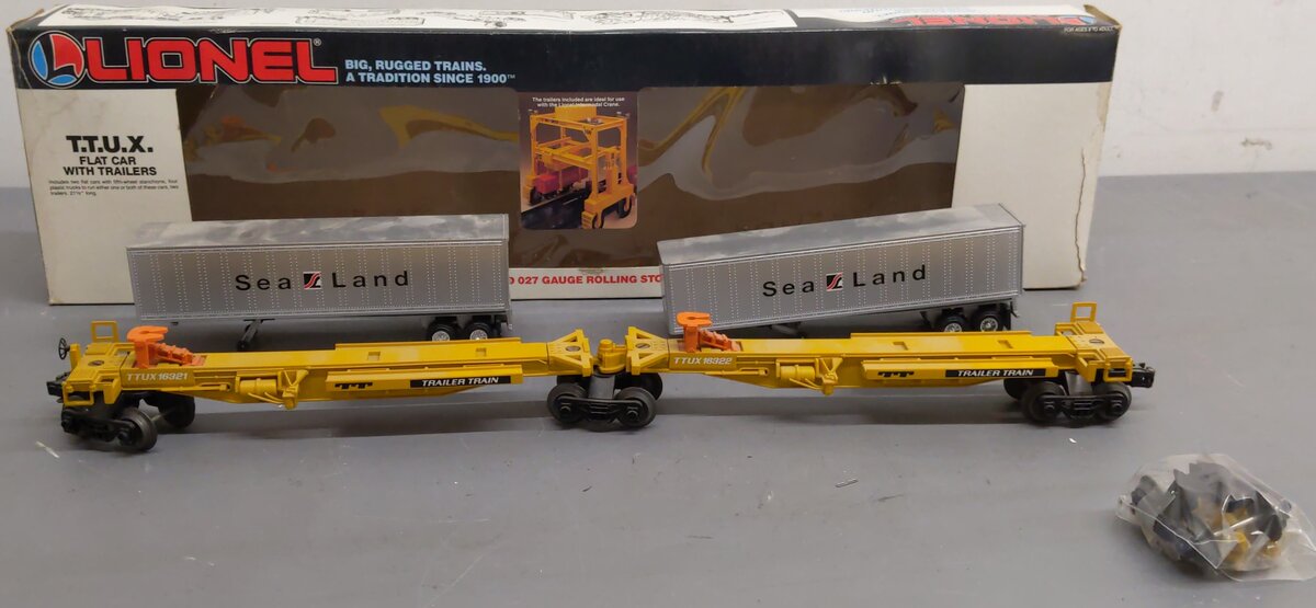 Lionel 6-16322 O Gauge TTUX Flatcar with 2 Sealand Trailers #16321, #16322 EX/Box