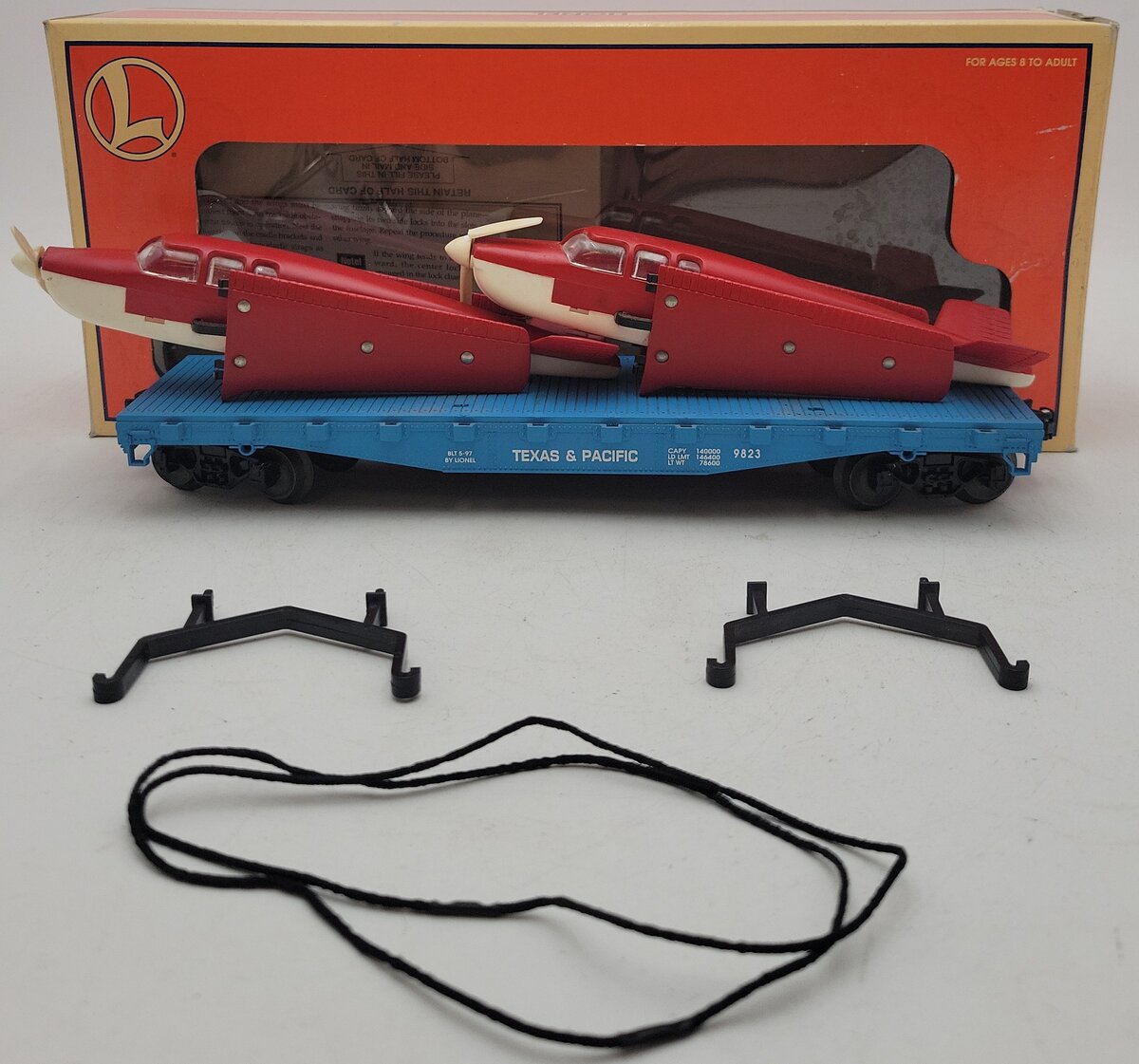 Lionel 6-17516 O Gauge Texas & Pacific Flatcar w/2 Beechcraft Bonanza Planes VG/Box
