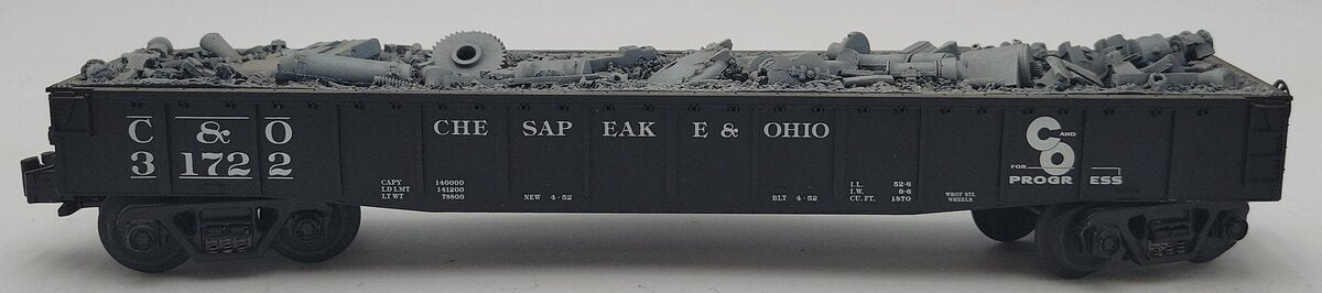 MTH 30-7214 O Gauge Chesapeake & Ohio Gondola w/ Scrap Load #31722 EX