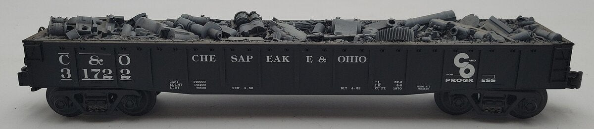 MTH 30-7214 O Gauge Chesapeake & Ohio Gondola w/ Scrap Load #31722 EX