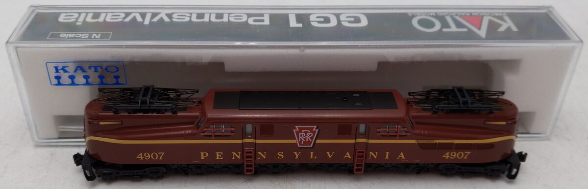 Kato 137-2013 N Pennsylvania Tuscan Single Stripe GG-1 Electric Locomotive #4907 EX/Box