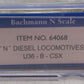 Bachmann 64068 N Scale CSX U36B Diesel Locomotive #5542 EX/Box