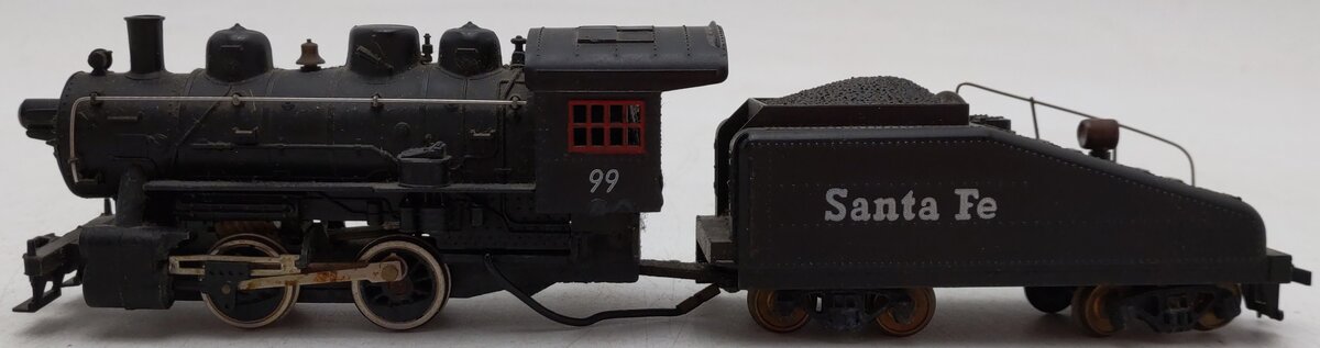 Tyco HO Scale Santa Fe Steam Locomotive and Tender #99 VG