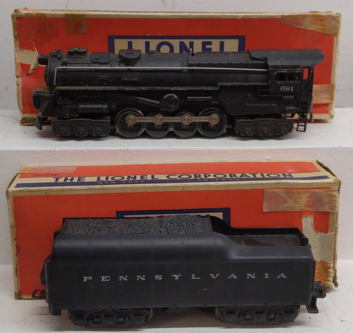 Lionel 681 Vintage O 6-8-6 Diecast S2 Steam Turbine Loco w/2671W Tender VG/Box