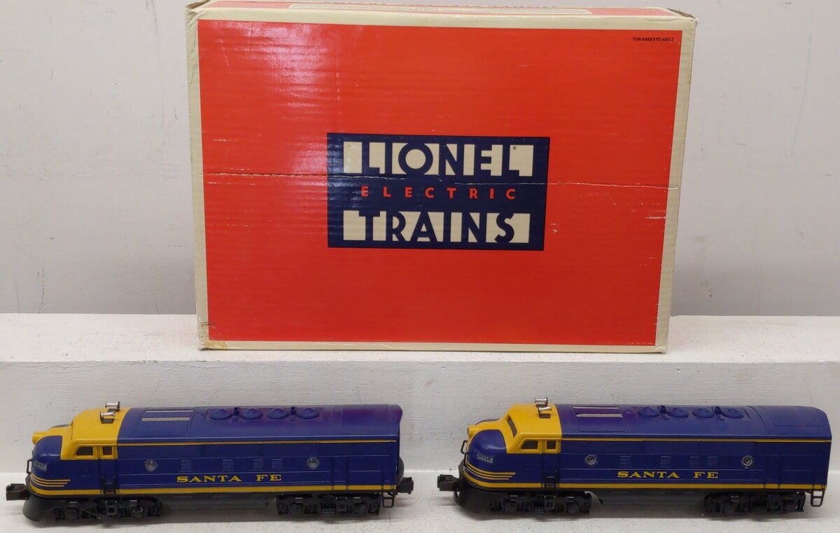 Lionel 6-18117 O Gauge Santa Fe Blue/Yellow F3 AA Diesel Set EX/Box