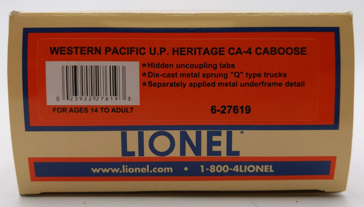 Lionel 6-27619 O Gauge Western Pacific U.P. Heritage CA-4 Caboose #3891 LN/Box