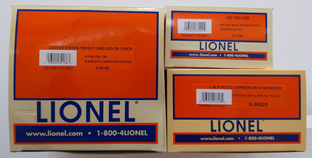 Lionel 6-30138 O-27 Chessie System Freight Cars Add-On (Set of 2) EX/Box