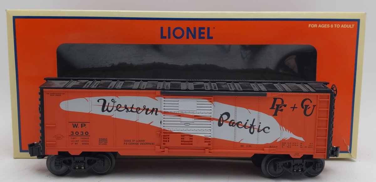 Lionel 6-25003 O Gauge Western Pacific Boxcar #3030 EX/Box