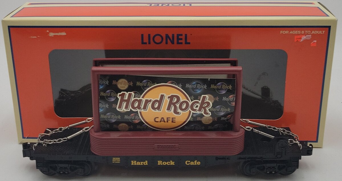 Lionel 6-26308 O Gauge Hard Rock Cafe® Flatcar with Billboards EX/Box