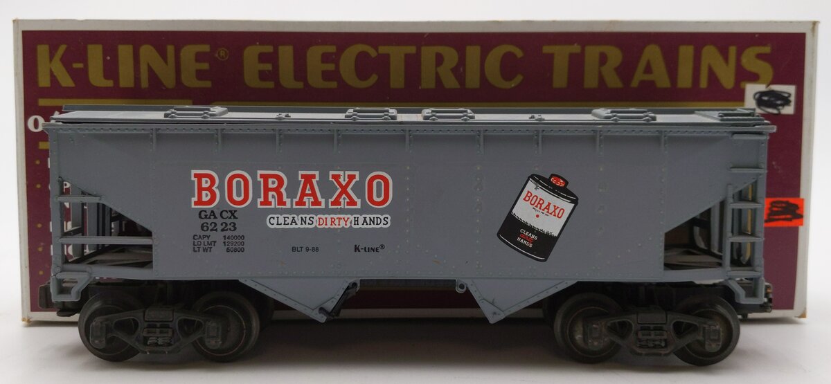 K-Line K6223 O Gauge Boraxo 2-Bay Covered Hopper Car #6223 VG/Box
