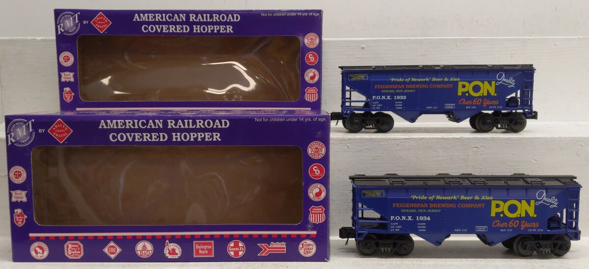 RMT 96393 O Gauge 2-Bay Cvd. "Pride of Newark" Beer Hopper Car /2pk LN/Box