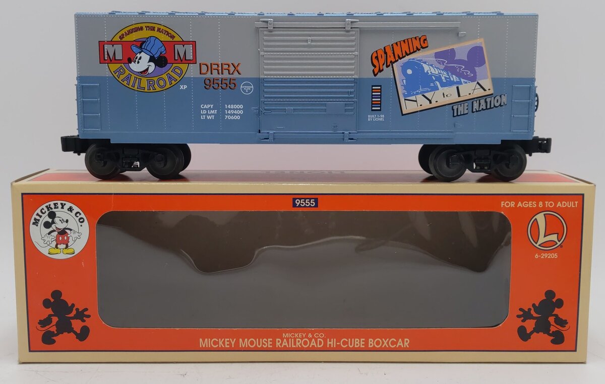 Lionel 6-29205 Mickey Mouse Railroad Hi-Cube Boxcar LN/Box