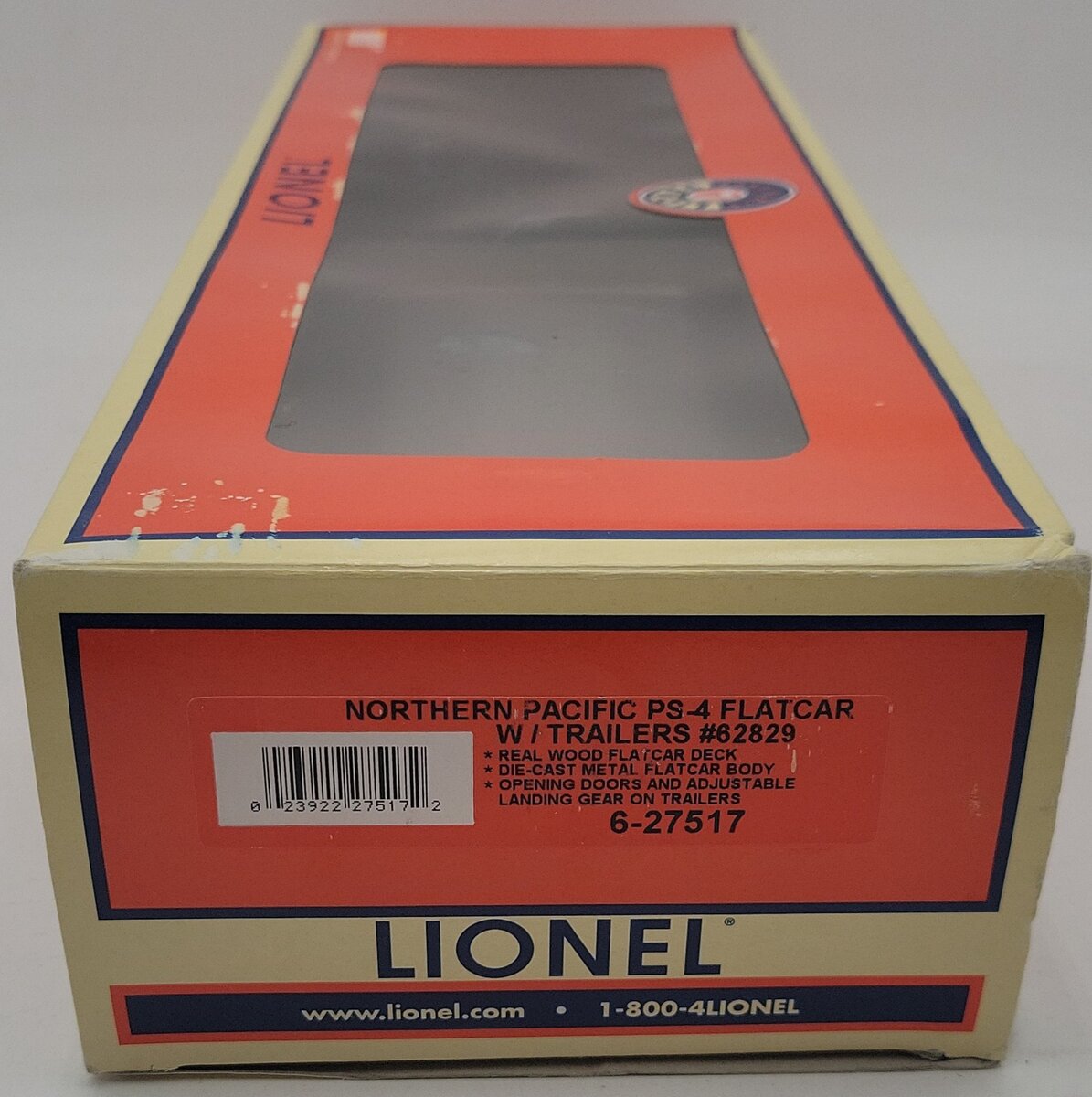 Lionel 6-27517 O Gauge Northern Pacific PS-4 Flatcar #62829 w/Trailers EX/Box