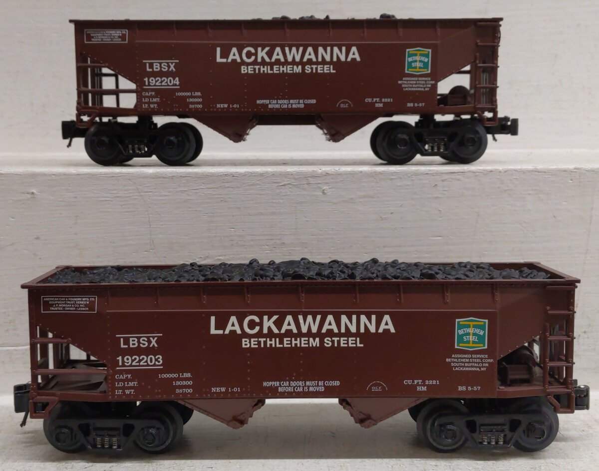 RMT 96219-5 O Gauge Bethlehem Steel-Lackawanna 2-Bay Coal Hopper Car /2pk EX/Box