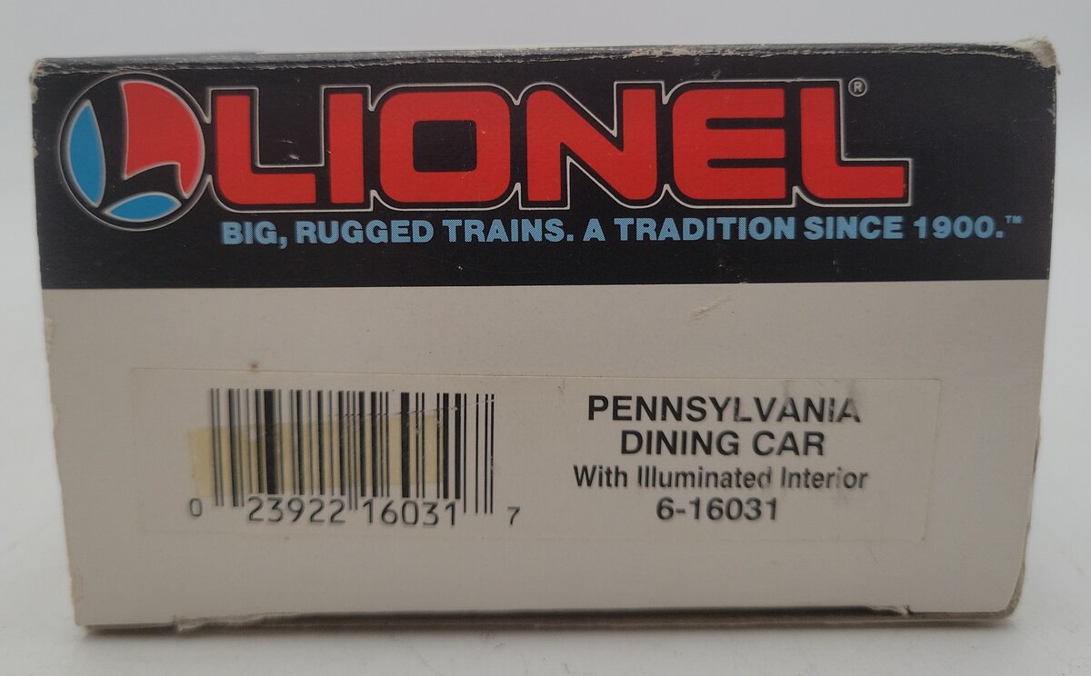 Lionel 6-16031 O Gauge Pennsylvania Illuminated Dining Car #16031 EX/Box