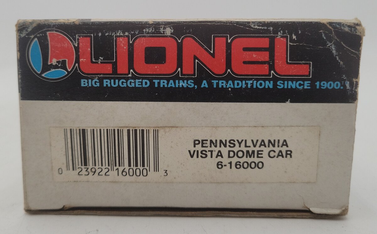 Lionel 6-16000 O Gauge Pennsylvania Tuscan Vista Dome Car #16000 EX/Box