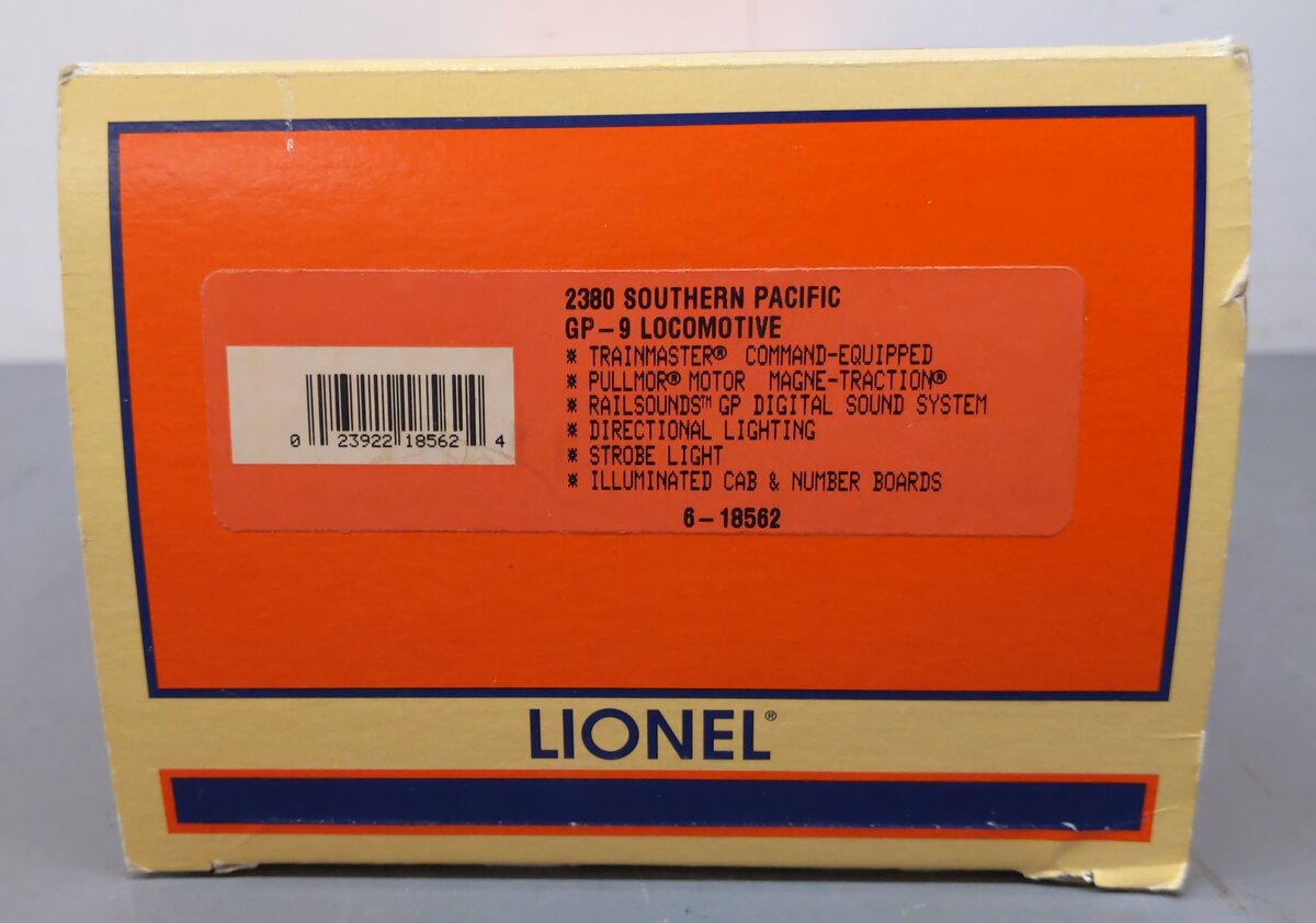 Lionel 6-18562 O Gauge Southern Pacific GP-9 Diesel Locomotive #2380 EX/Box
