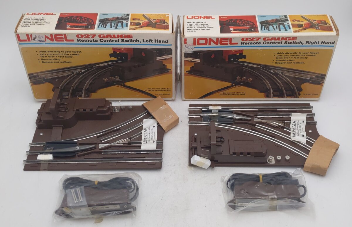 Lionel 027 Right & Left Hand Remote Control Switch Turnouts: 6-5121 & 6-5122 [2] EX/Box