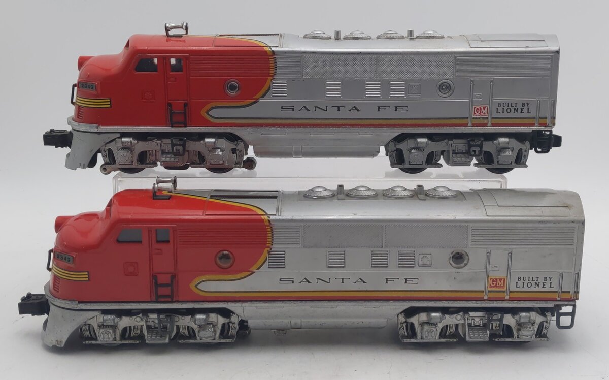 Lionel 2343 Vintage O Gauge Santa Fe F3 AA Diesel Locomotive Set VG/Box