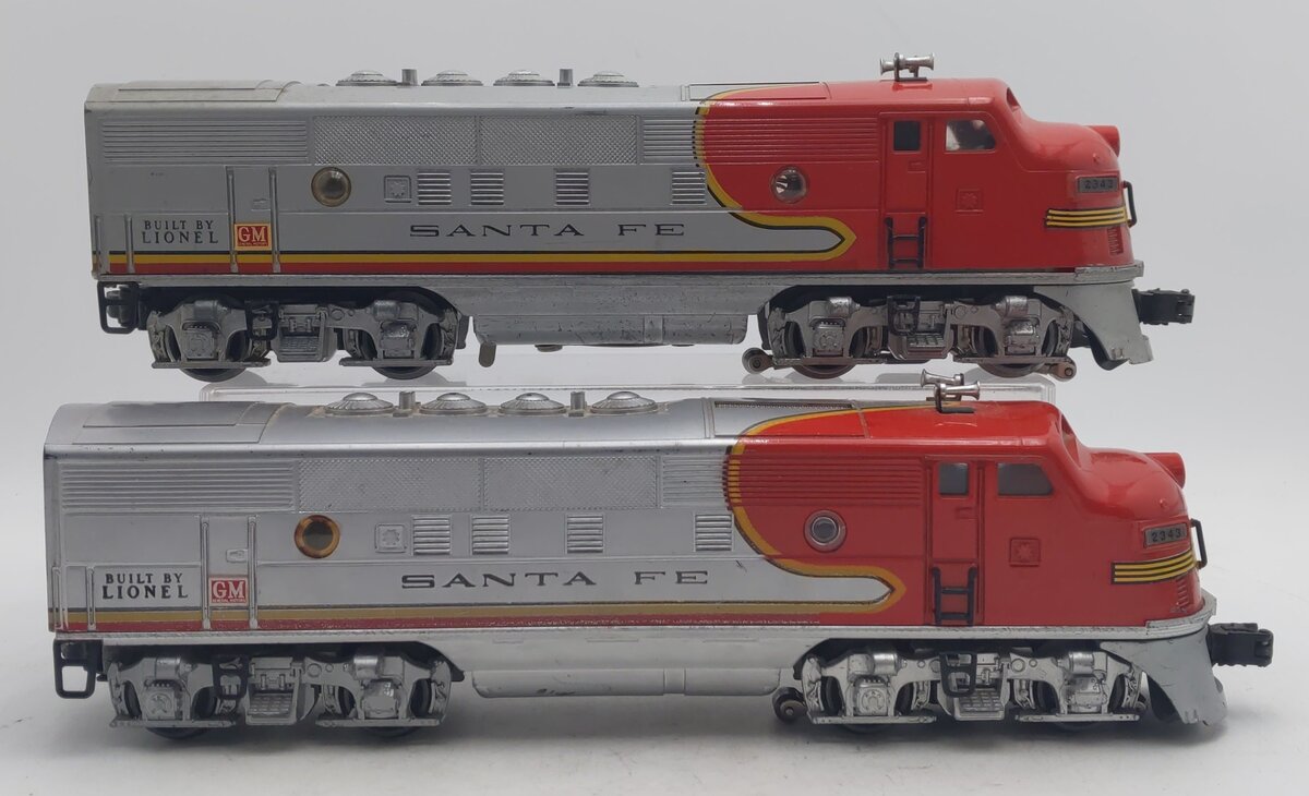 Lionel 2343 Vintage O Gauge Santa Fe F3 AA Diesel Locomotive Set VG/Box
