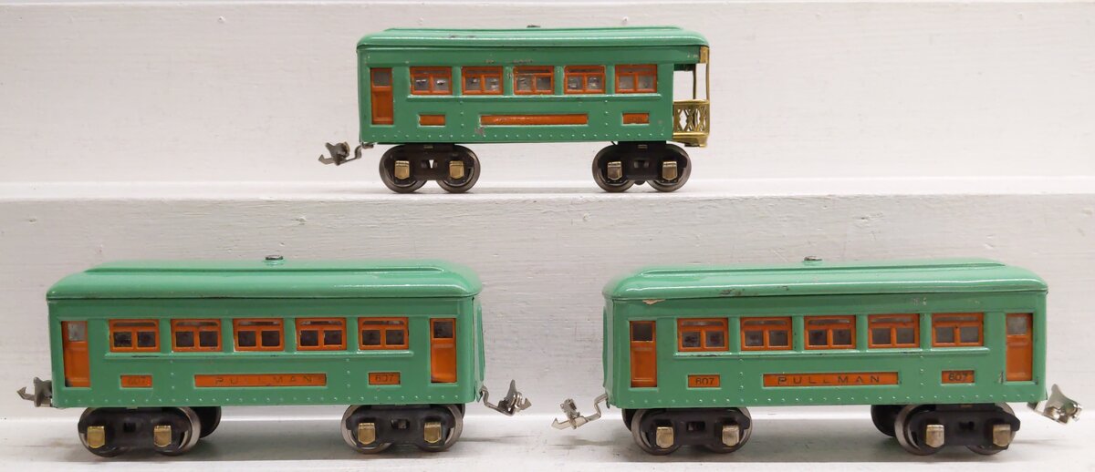 Lionel 296 Vintage O Prewar Electric Passenger Car Set: 607, 607, 608