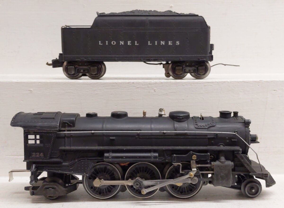 Lionel 224E Vintage O Gauge Diecast 2-6-2 Steam Locomotive & Tender 2224W VG