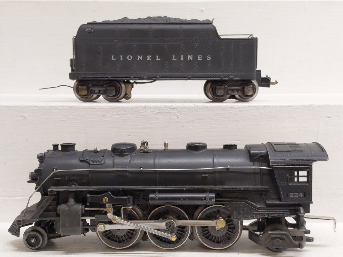 Lionel 224E Vintage O Gauge Diecast 2-6-2 Steam Locomotive & Tender 2224W VG