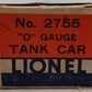 Lionel 2755 Vintage O Sunoco Metal Single Dome Tank Car - Tinplate Grey VG/Box