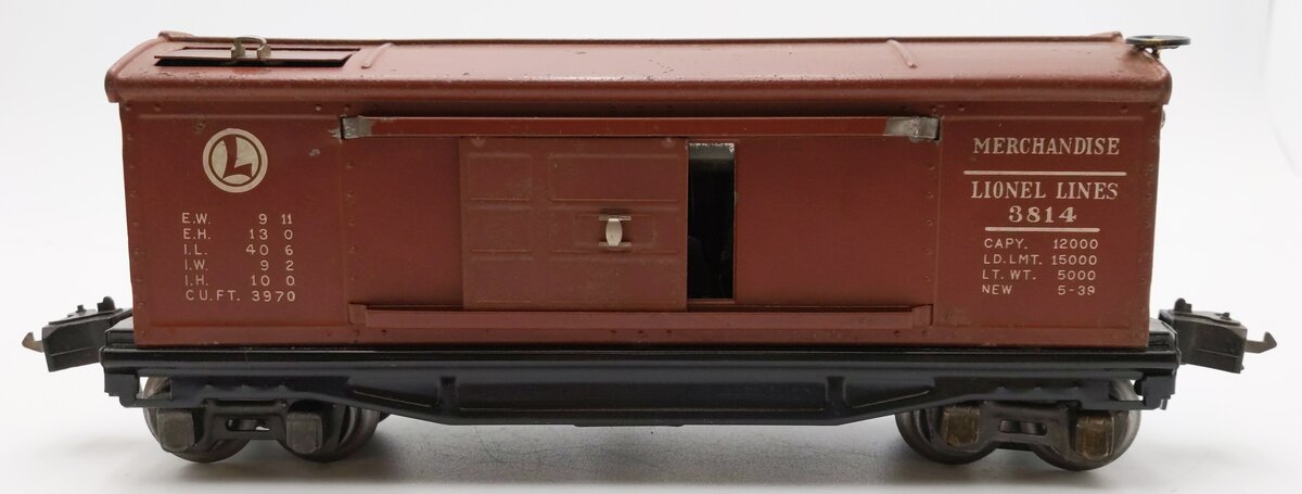 Lionel 3814 Vintage O Prewar Operating Merchandise Car - Rubber Stamped Version/Box