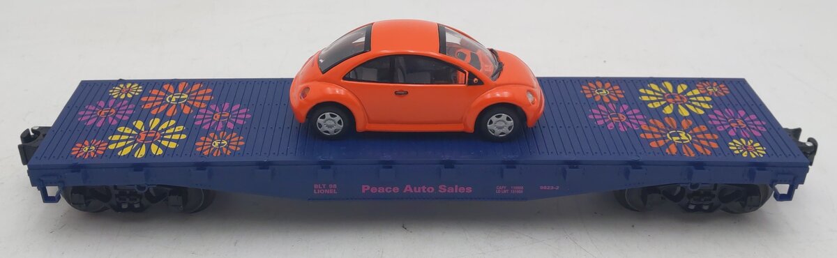 Lionel 6-19444 O Gauge Peace Auto Sales Flatcar with Volkswagen Bug VG/Box