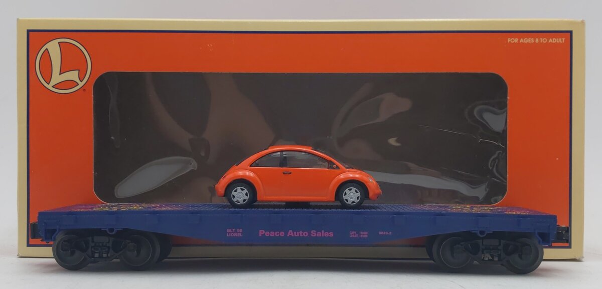 Lionel 6-19444 O Gauge Peace Auto Sales Flatcar with Volkswagen Bug VG/Box