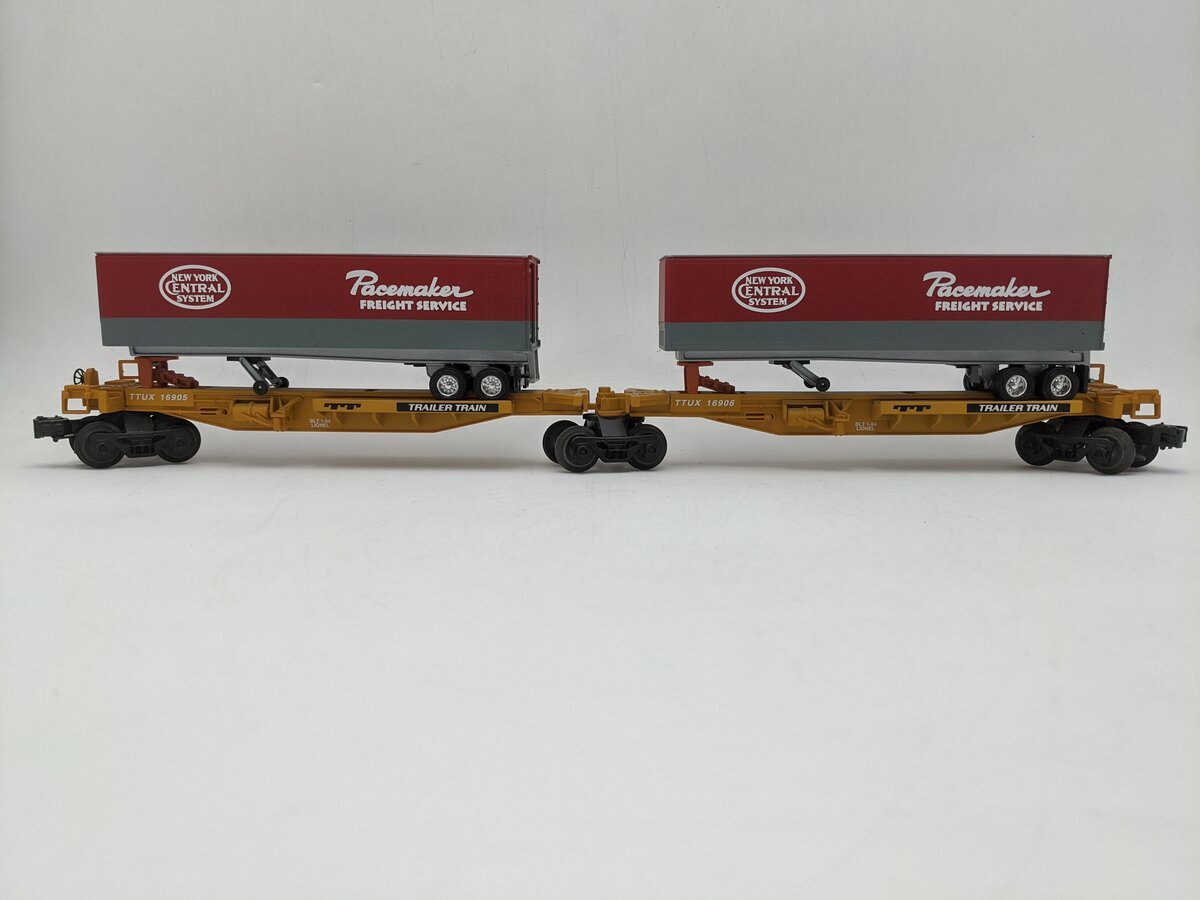Lionel 6-16904 O New York Central T.T.U.X. Flat Cars w/2 Intermodal Containers EX