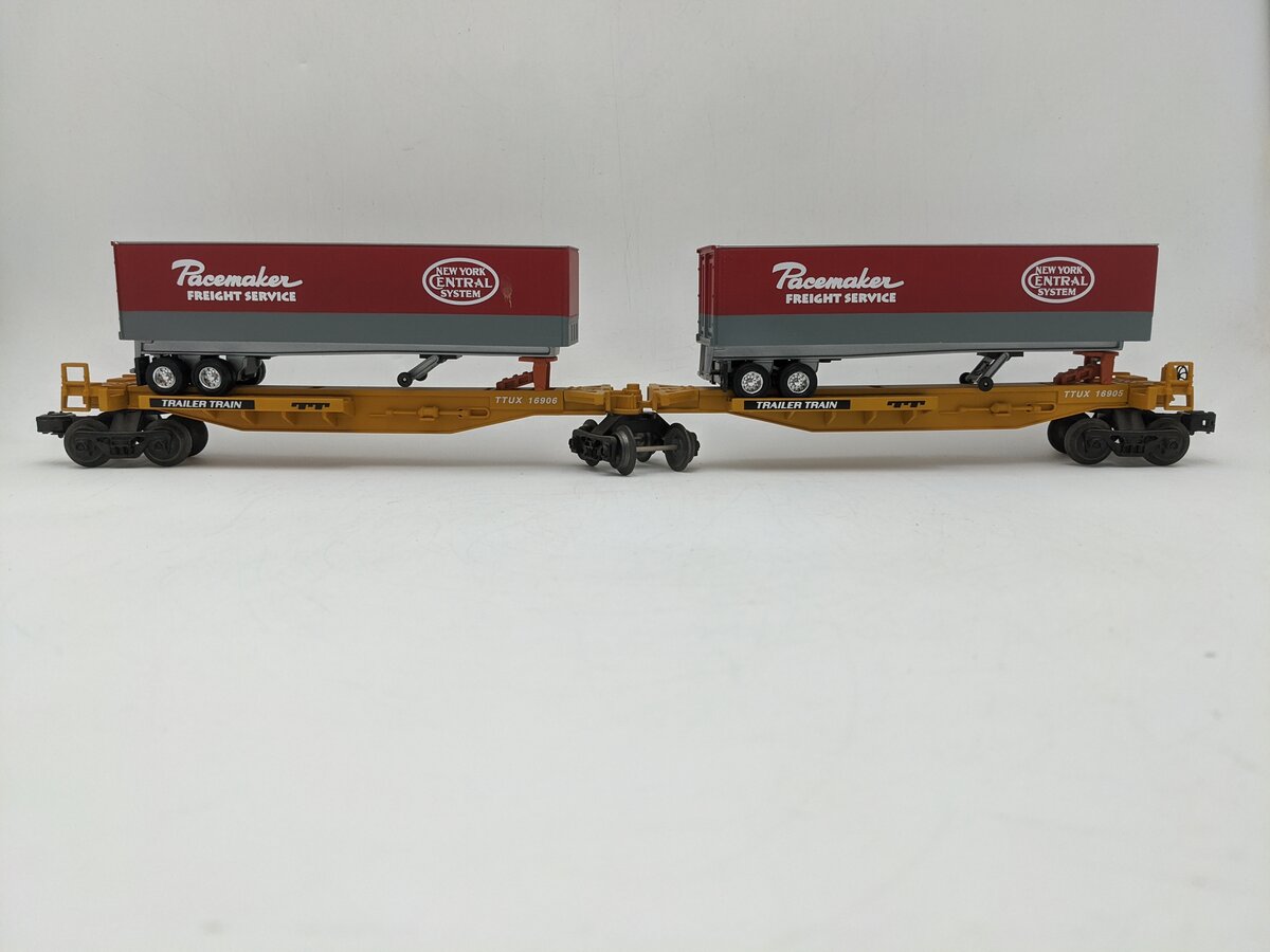 Lionel 6-16904 O New York Central T.T.U.X. Flat Cars w/2 Intermodal Containers EX