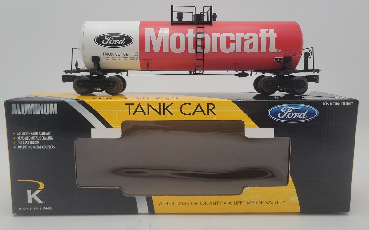 K-Line 6-22538 O Gauge Ford Motorcraft 52" Tank Car #30166 VG/Box