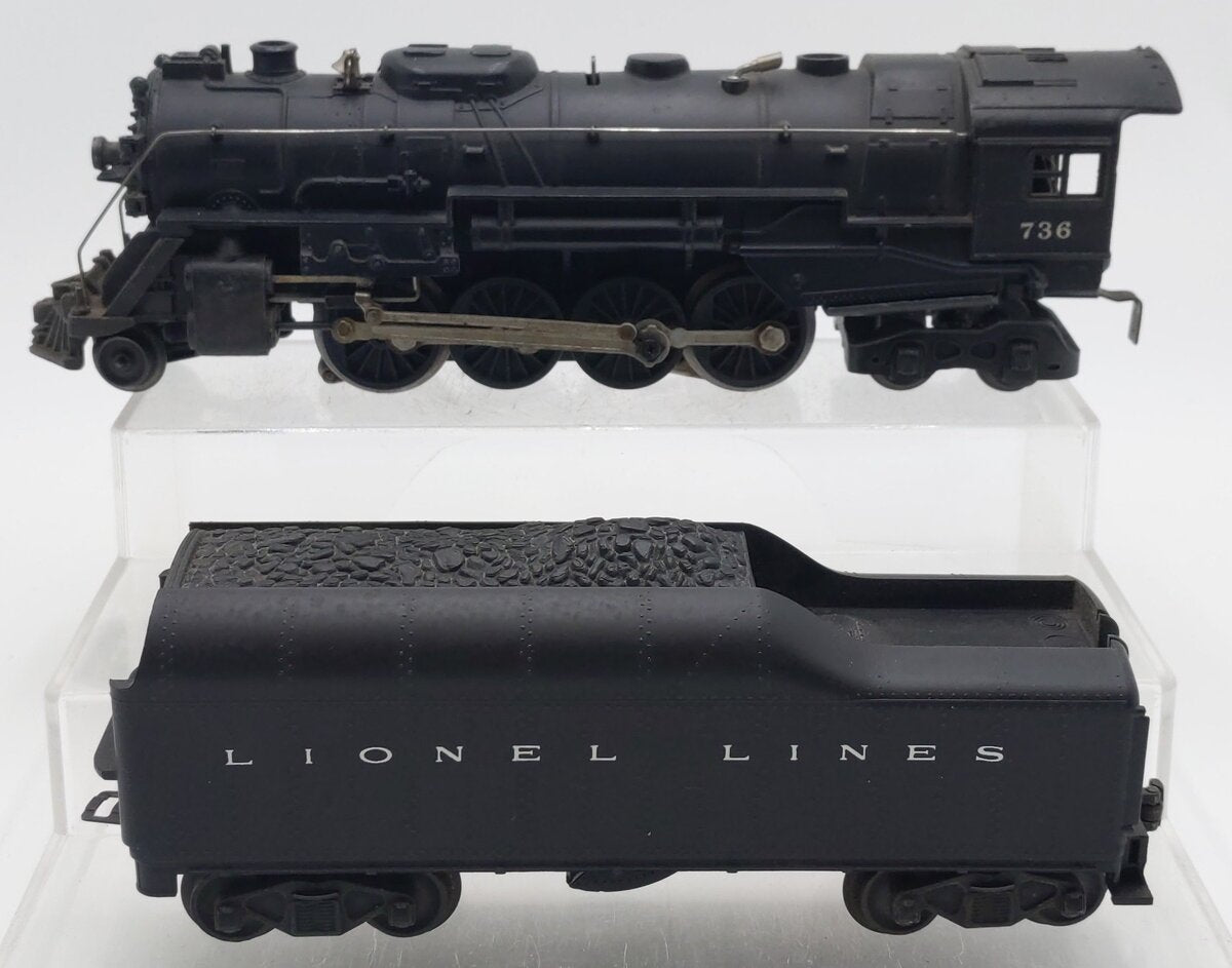 Lionel 736 Vintage O 2-8-4 Lionel Lines Diecast Steam Locomotive w/ 2046W Tender VG