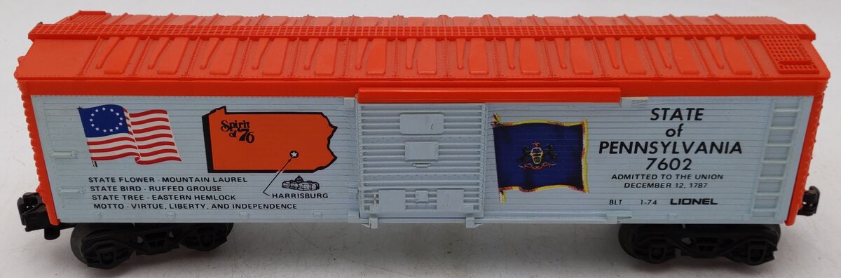 Lionel 6-7602 O Gauge Spirit of 76 State of Pennsylvania Boxcar #7602 EX