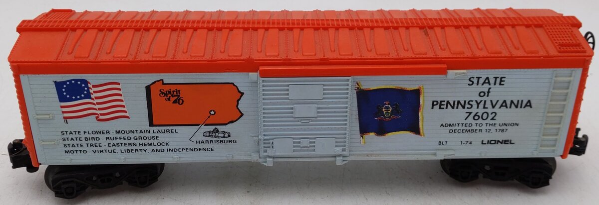 Lionel 6-7602 O Gauge Spirit of 76 State of Pennsylvania Boxcar #7602 EX