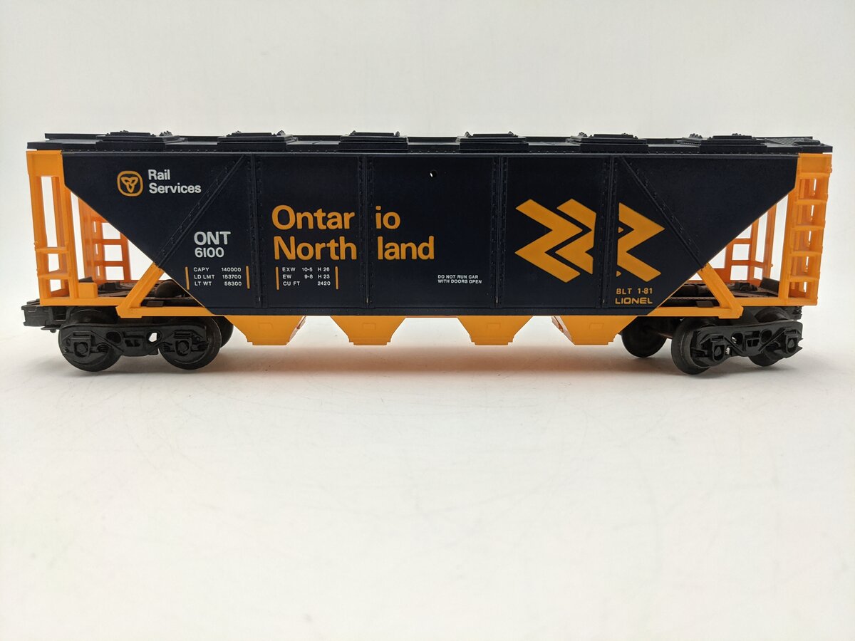 Lionel 6-6100 O Gauge Ontario Northland Covered Quad Hopper EX
