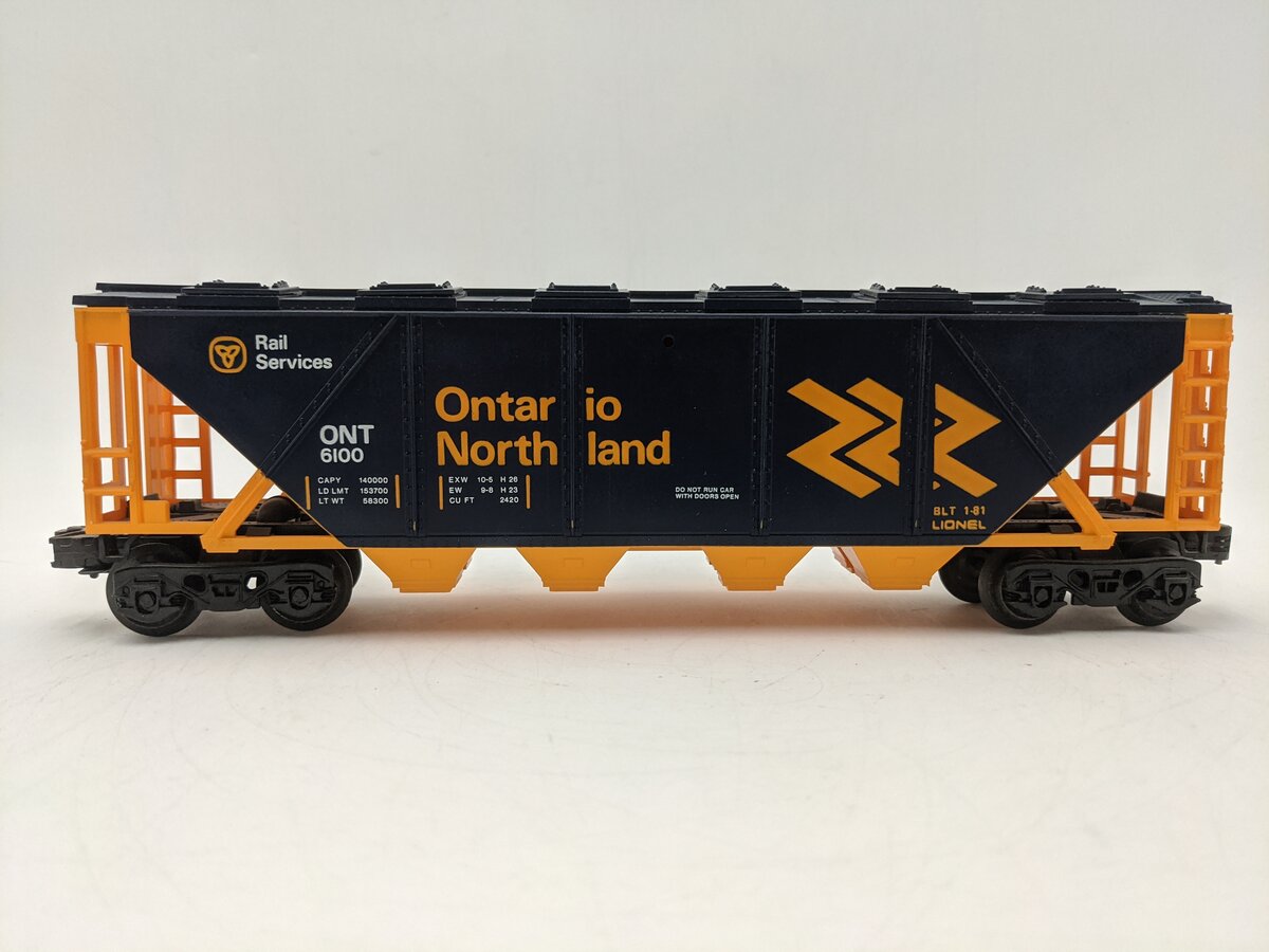 Lionel 6-6100 O Gauge Ontario Northland Covered Quad Hopper EX
